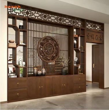 Tủ trang trí phòng khách giả cổ dạng vách ngăn - TGC 010