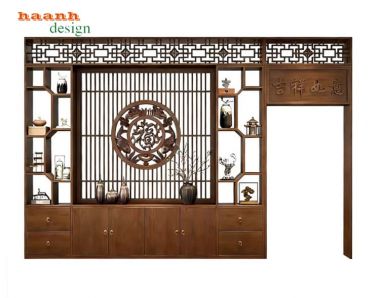 Tủ trang trí phòng khách giả cổ dạng vách ngăn - TGC 010