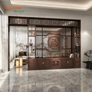 Tủ trang trí phòng khách giả cổ dạng vách ngăn - TGC 010