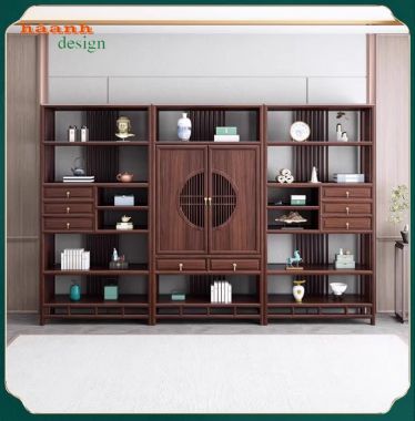 Tủ kệ gỗ trang trí phòng khách – lựa chọn cho gia đình Việt-TGC 005