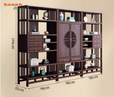 Tủ kệ gỗ trang trí phòng khách – lựa chọn cho gia đình Việt-TGC 005