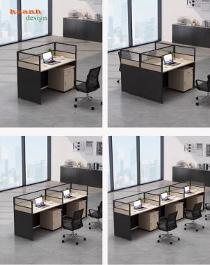 Vách ngăn bàn làm việc nhôm kính hiện đại, bền đẹp-VNN 004