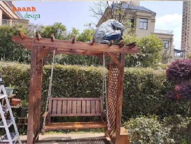 Ghế xích đu gỗ hiện đại – giải pháp thư giãn cho sân vườn-GNT 013
