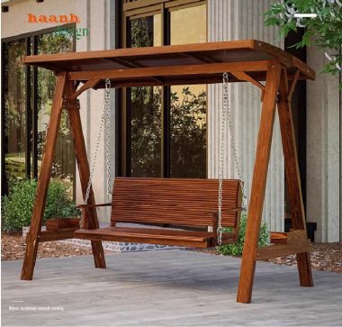 Mẫu xích đu đẹp bằng gỗ Teak tự nhiên cho sân vườn ngoài trời-GNT 014