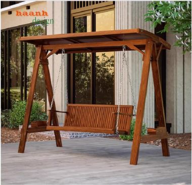 Mẫu xích đu đẹp bằng gỗ Teak tự nhiên cho sân vườn ngoài trời-GNT 014