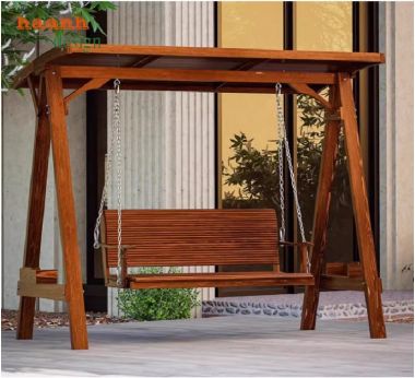 Mẫu xích đu đẹp bằng gỗ Teak tự nhiên cho sân vườn ngoài trời-GNT 014