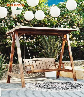 Xích đu sân vườn ngoài trời gỗ Teak tự nhiên an toàn tiện ích GNT 004