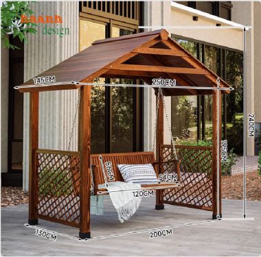 Xích đu gỗ ngoài trời Thế giới của sự thoải mái và thư giãn-GNT 010