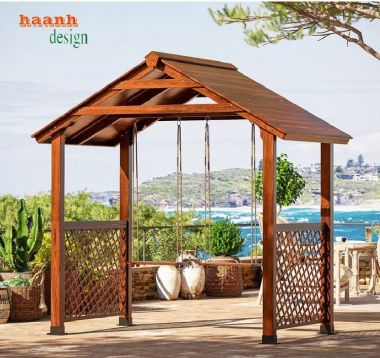 Xích đu gỗ ngoài trời Thế giới của sự thoải mái và thư giãn-GNT 010