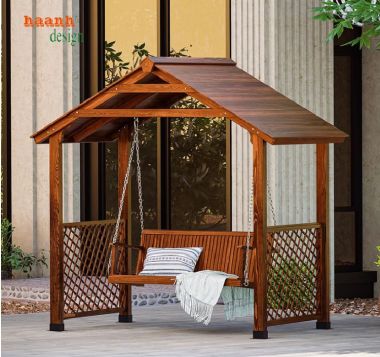 Xích đu gỗ ngoài trời Thế giới của sự thoải mái và thư giãn-GNT 010