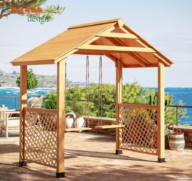 Xích đu gỗ ngoài trời Thế giới của sự thoải mái và thư giãn-GNT 010