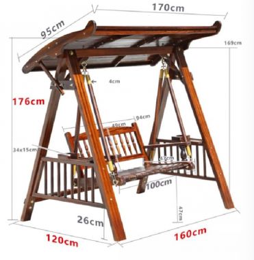 Xích đu gỗ ngoài trời teak Myanmar – Tạo điểm nhấn sân vườn-GNT 012