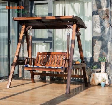 Xích đu gỗ tự nhiên ngoài trời,sân vườn. GNT002