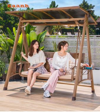 Xích đu ngoài trời gỗ Teak tự nhiên bền đẹp chất lượng. GNT 003