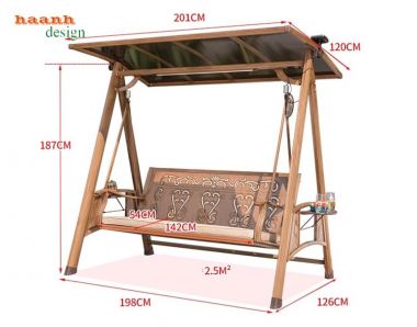 Xích đu ngoài trời gỗ Teak tự nhiên bền đẹp chất lượng. GNT 003