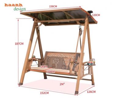 Xích đu ngoài trời gỗ Teak tự nhiên bền đẹp chất lượng. GNT 003