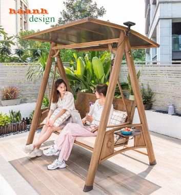 Xích đu ngoài trời gỗ Teak tự nhiên bền đẹp chất lượng. GNT 003