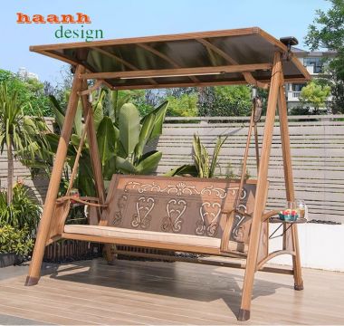 Xích đu ngoài trời gỗ Teak tự nhiên bền đẹp chất lượng. GNT 003