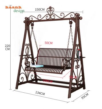 Xích đu sắt sơn tĩnh điện ngoài trời,sân vườn XDT001