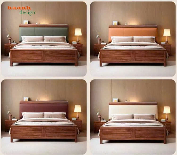 Giường ngủ gỗ tự nhi&ecirc;n hiện đại