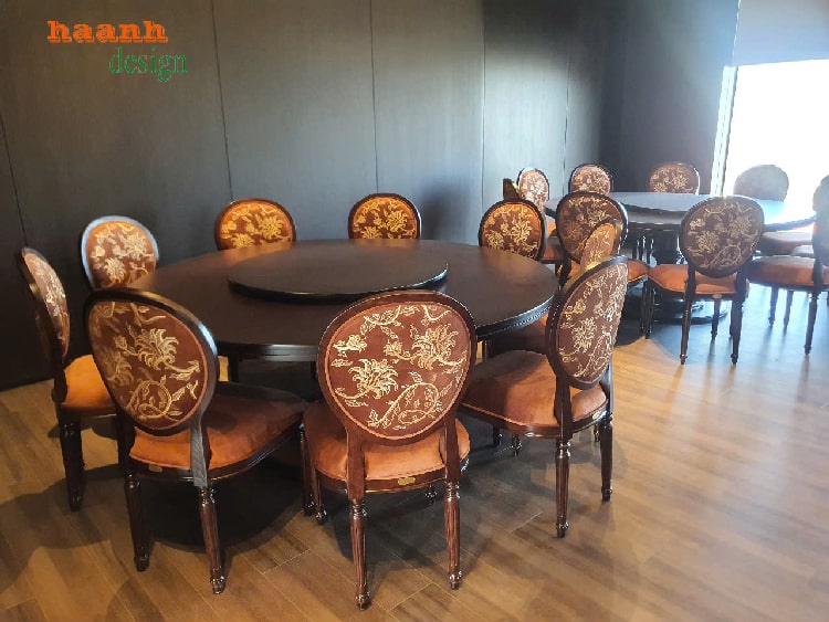 Bàn ghế nhà hàng tân cổ điển bằng gỗ sồi tự nhiên