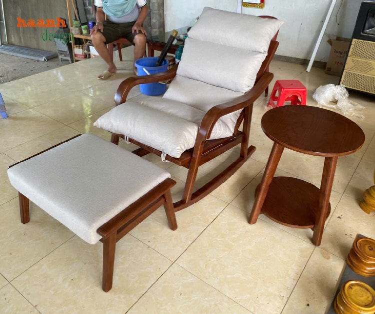 Ghế thư giãn đọc sách gỗ sồi tự nhiên