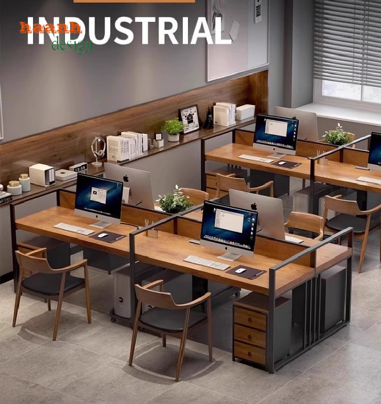 Bàn làm việc nhân viên gỗ công nghiệp MDF phủ melamine