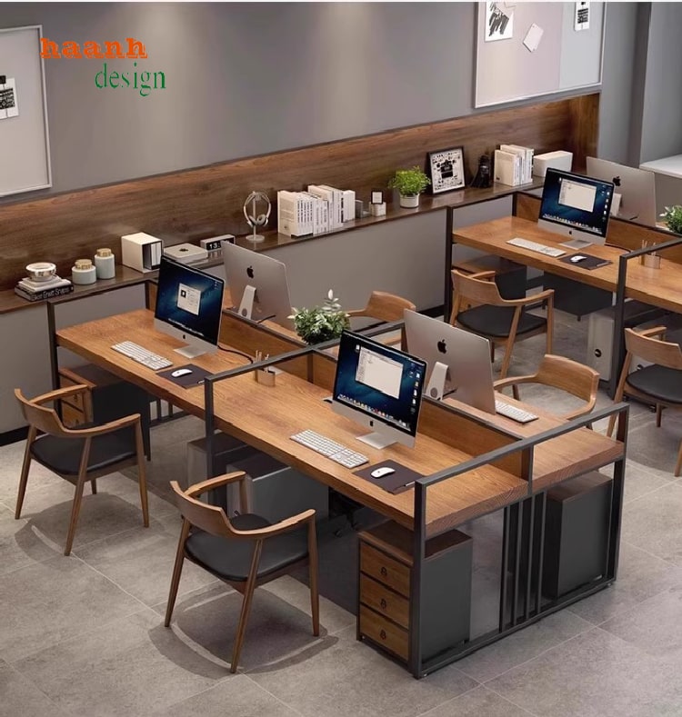 Bàn nhân viên có vách ngăn nhôm định hình sơn tĩnh điện