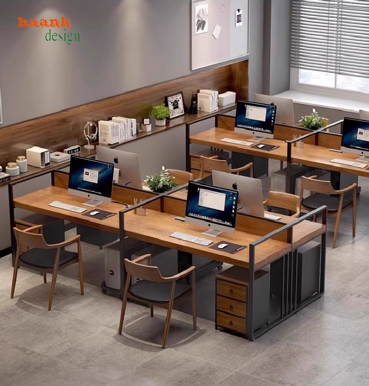 Mẫu bàn làm việc nhân viên có vách ngăn, thiết kế hiện đại-VPN 014