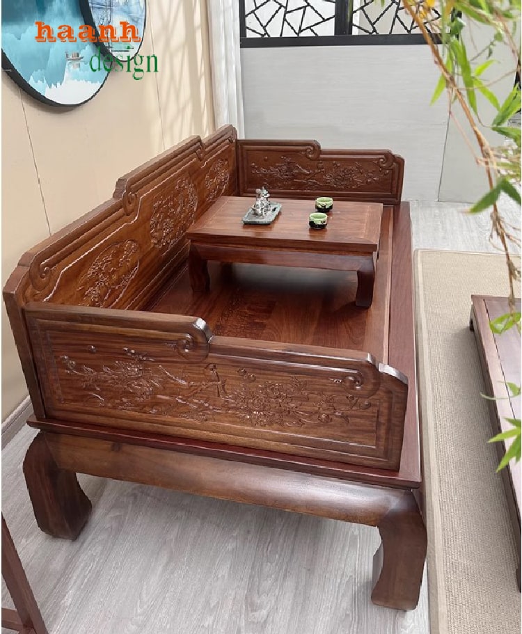 Giường La Hán ba thành dùng làm không gian tiếp khách