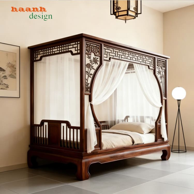 mẫu giường la hán gỗ óc chó đẹp cao cấp