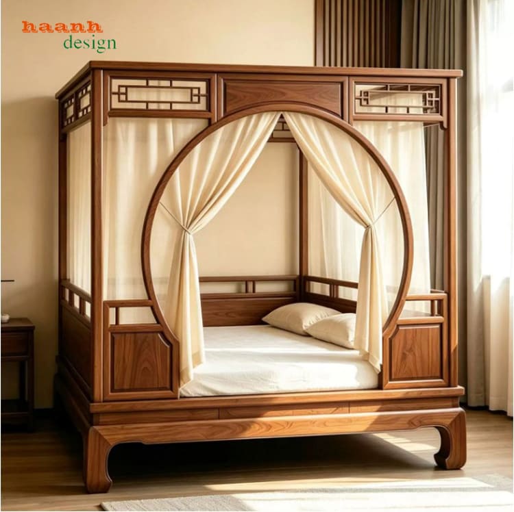 Giường la hán giả cổ SBT 018 mặt trước có rèm Giường la hán giả cổ SBT 018 mặt trước có rèm