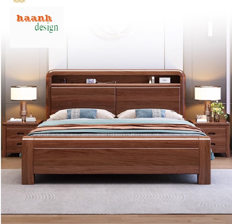 giường gỗ tự nhiên đẹp – Chất liệu gỗ xoan đào tự nhiên