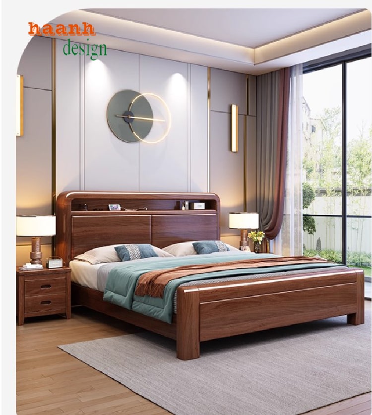 giường gỗ tự nhiên đẹp – Công nghệ sơn PU cao cấp