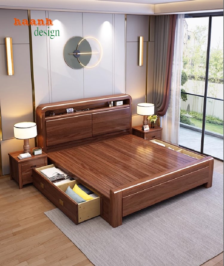 bộ giường tủ phòng ngủ gỗ tự nhiên – Phong cách đồng bộ