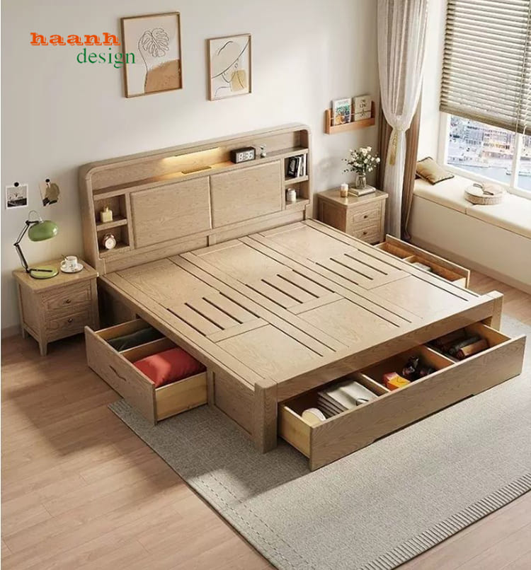 giường gỗ tự nhiên hiện đại đẹp cao cấp