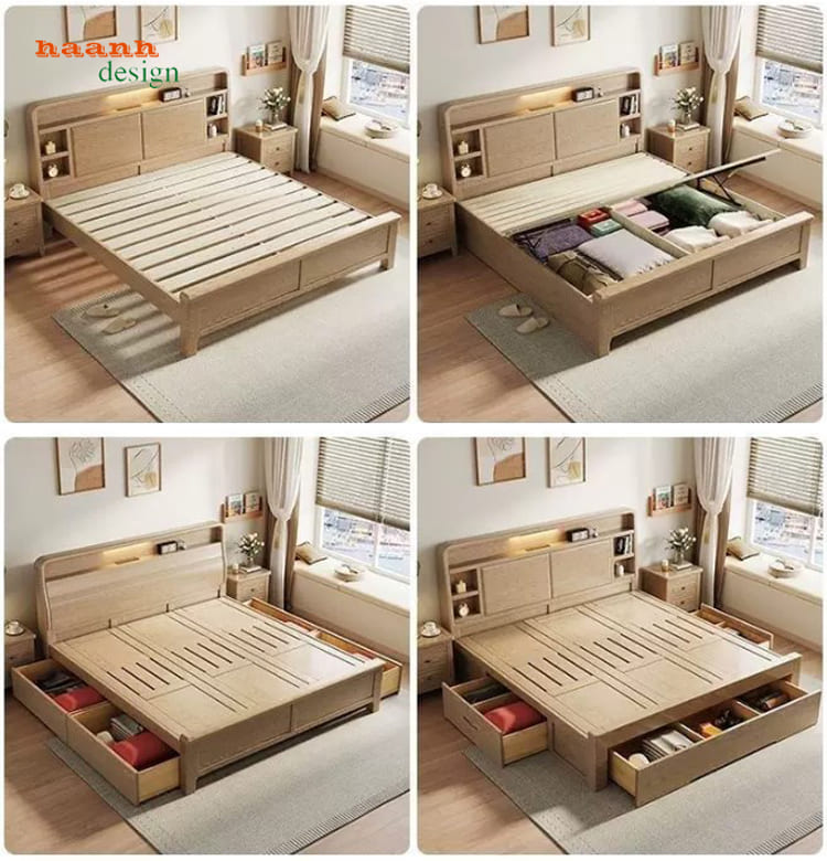 giường ngủ gỗ tự nhiên hiện đại đẹp sang trọng
