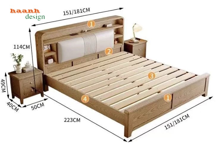 giường gỗ sồi hiện đại nhập khẩu cao cấp