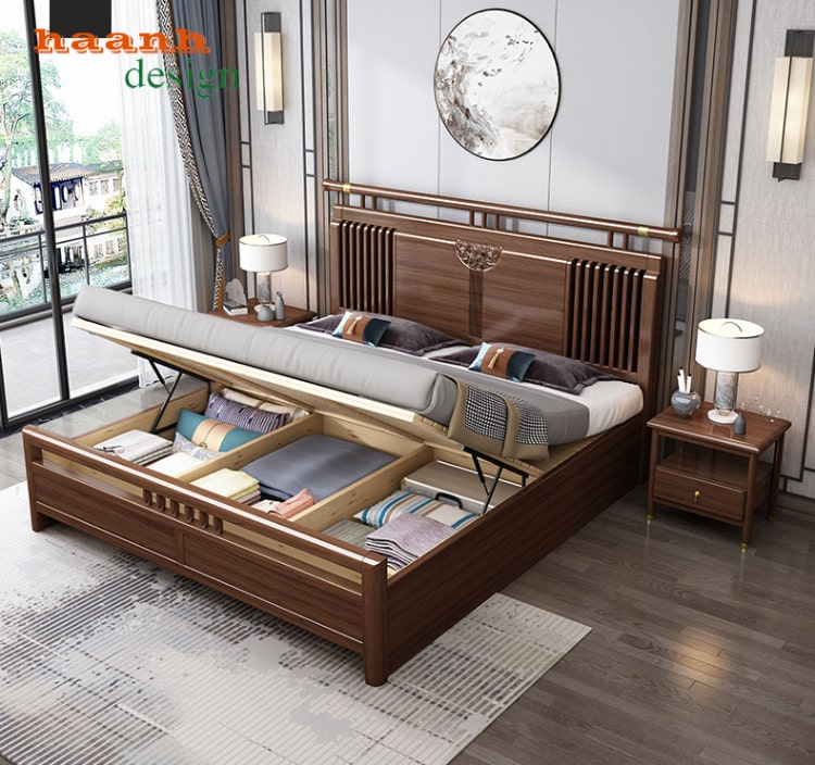 Giường ngủ gỗ tự nhiên hiện đại