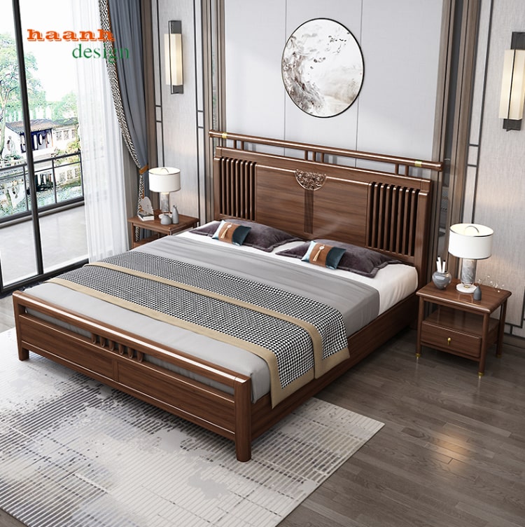 Giường ngủ gỗ tự nhiên hiện đại