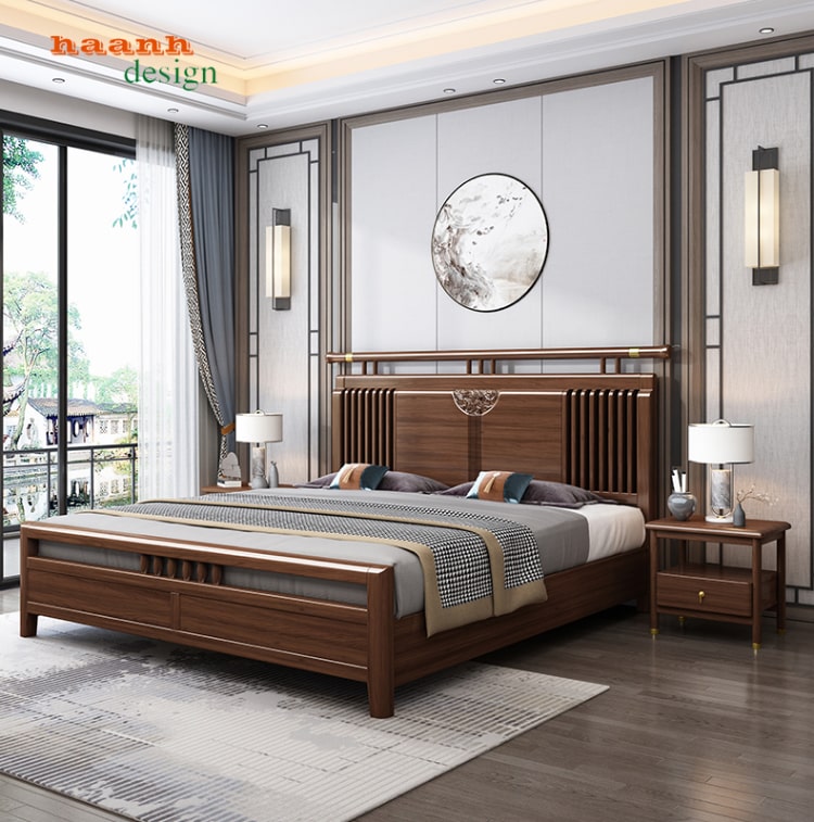 Giường ngủ gỗ tự nhiên hiện đại