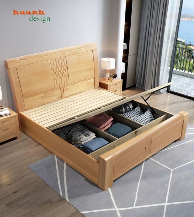 giường gỗ sồi đẹp cao cấp