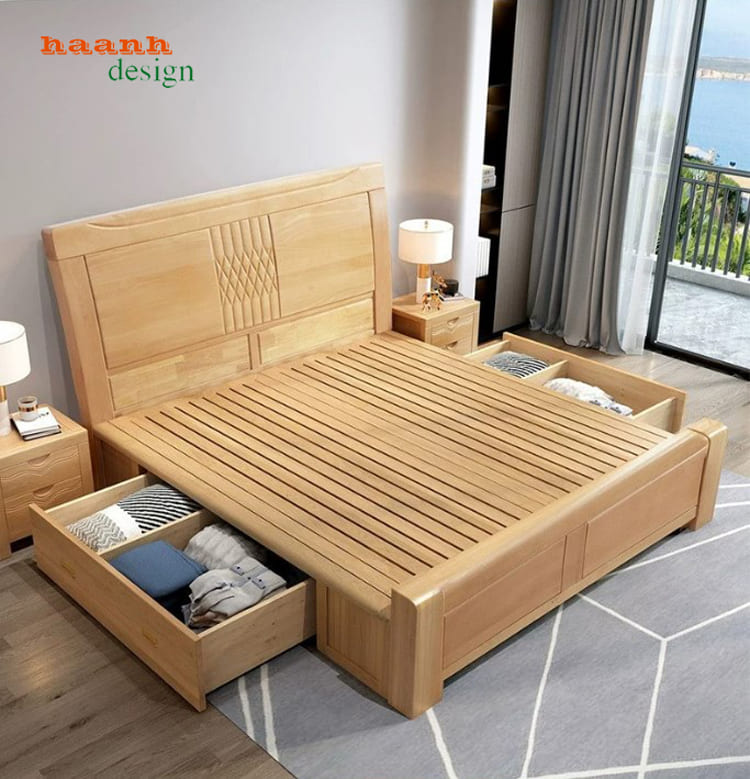 giường ngủ gỗ sồi hiện đại phòng ngủ