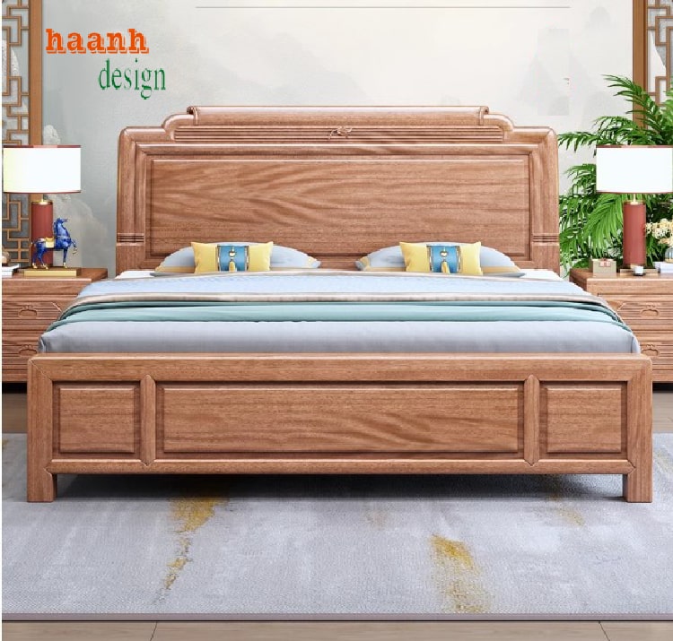 Giường ngủ gỗ hiện đại thiết kế sang trọng bằng gỗ hương tự nhiên