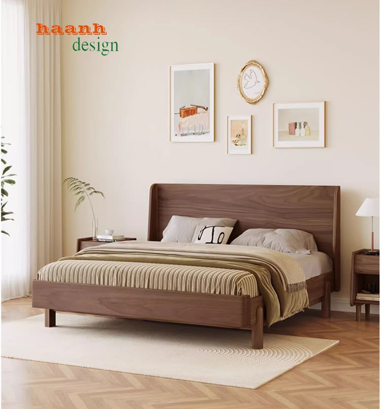 Giường ngủ gỗ óc chó tự nhiên