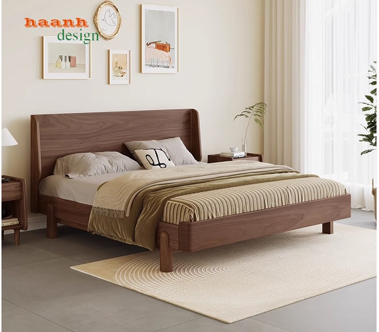 Giường ngủ gỗ óc chó tự nhiên