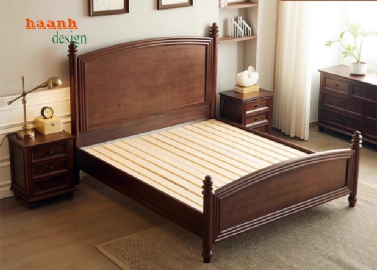 Mẫu giường ngủ gỗ sồi đơn giản, kiểu dáng hiện đại