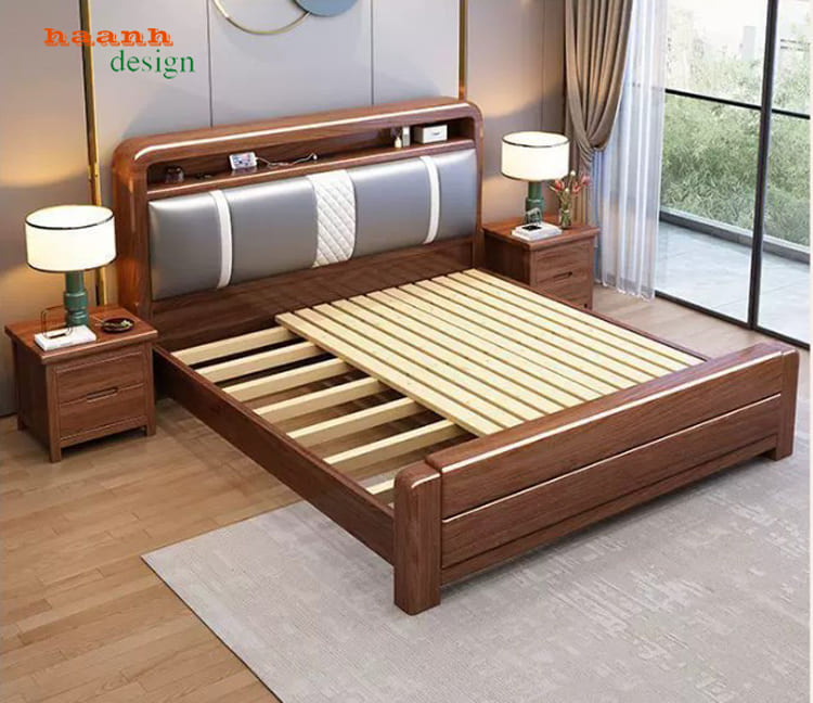 mẫu giường gỗ tự nhiên đẹp hiện đại cho phòng ngủ