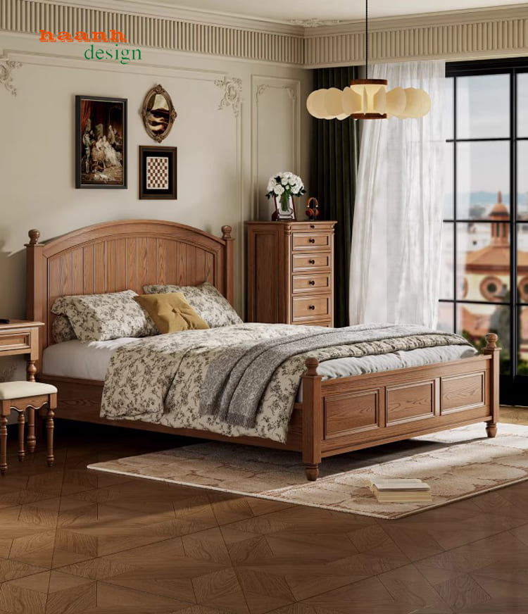 giường ngủ đẹp gỗ sồi tự nhiên