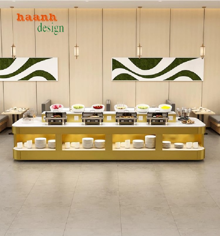 Chất liệu gỗ công nghiệp chống ẩm của bàn buffet khách sạn